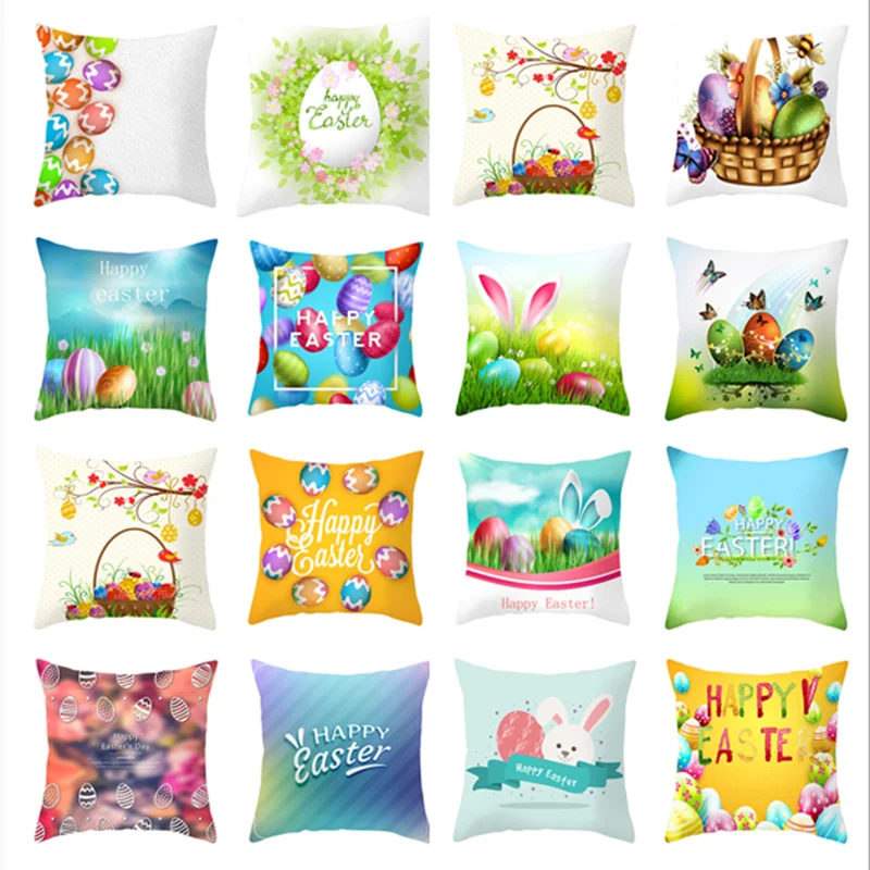 

45x45cm Easter Decor Pillowcases Pillow Cover Easter Decorations 2023 Favors Pillows Cushion Cover Easter Bunny Eggs Pillowcase