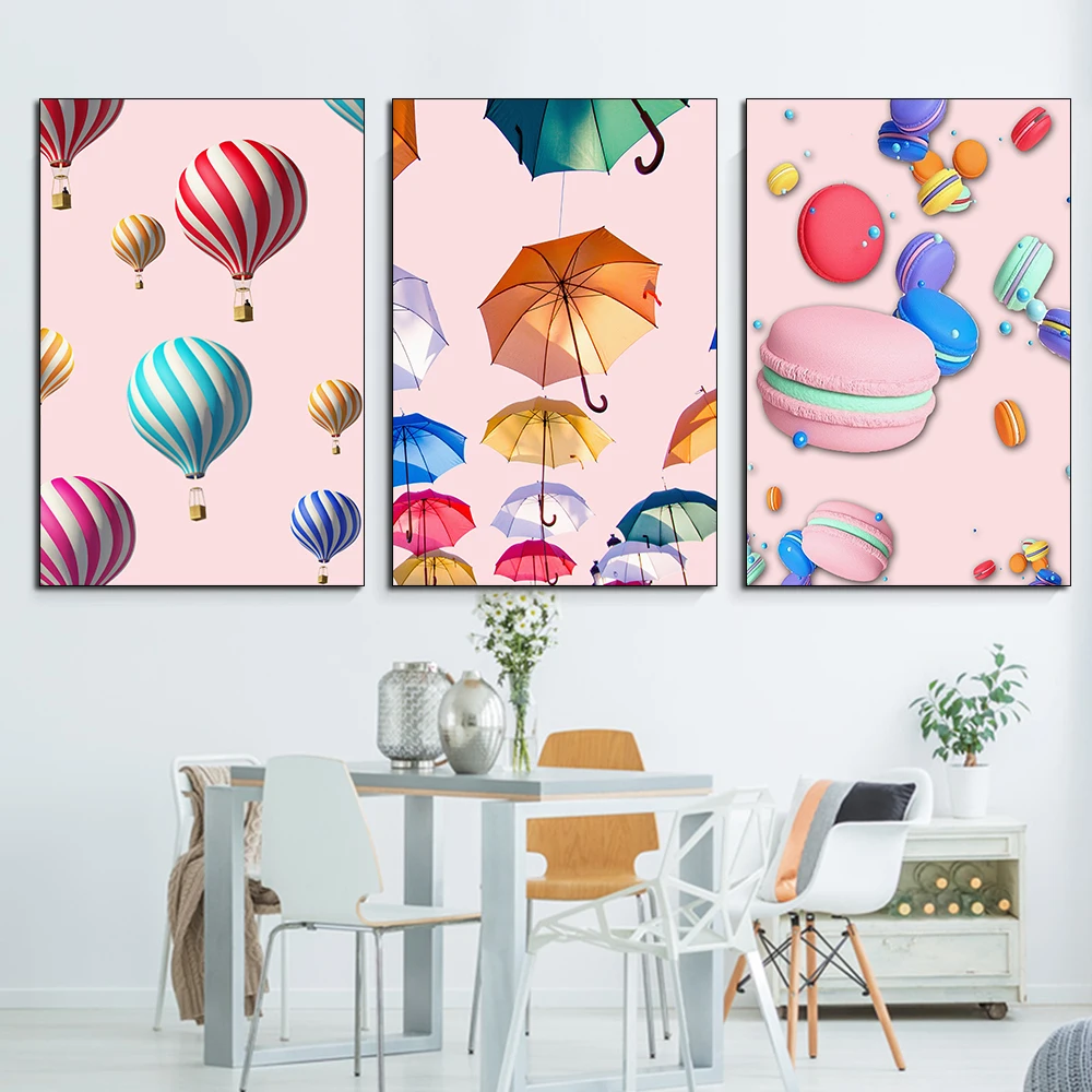 Скандинавский розовый простой Настенный декор красочный пончик Зонт плакат