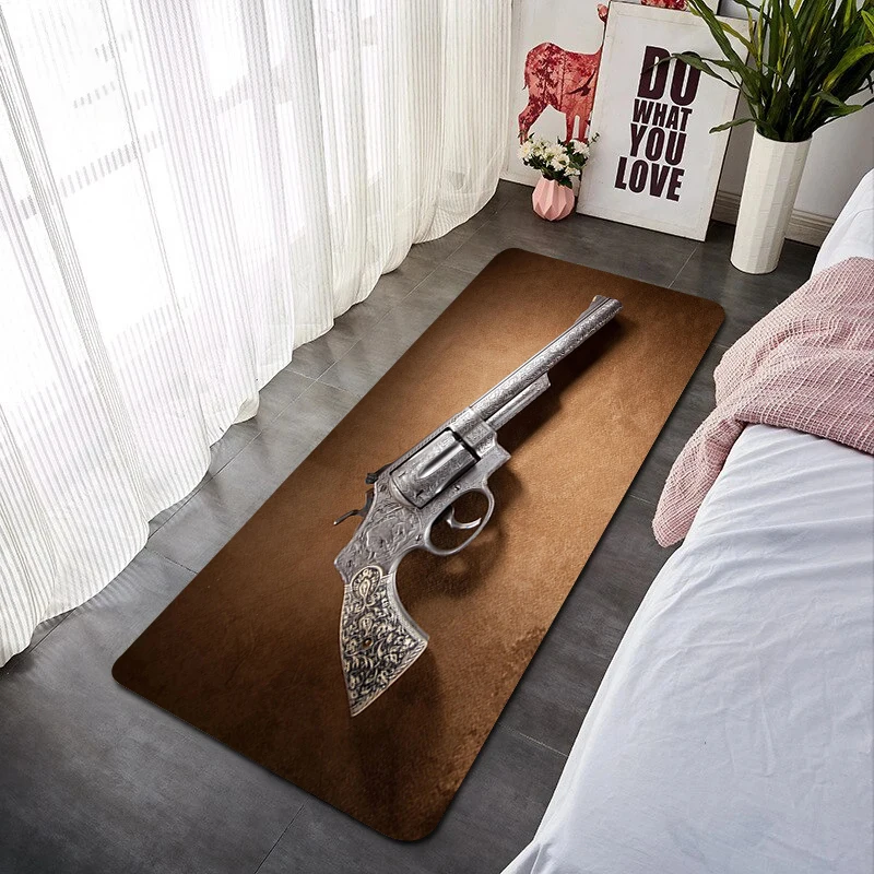 

Room Mats Gun House Entrance Mat Sense of Reality 3D Super Absorbent Bathroom Rug Non Slip Carpet for Kitchen Foot Doormat