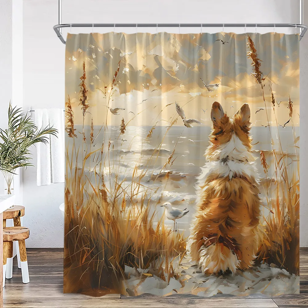 Забавные шторы для душа с принтом животных ванной из полиэстера собаки щенка