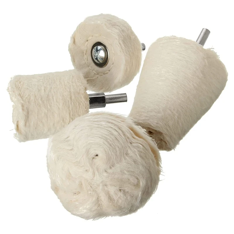 

AT14 Polishing Wheel For Drill Buffing Pad Wheel Kit 4Pcs White Flannelette Polishing Mop Wheel With 1/4Inch Hex Shafts