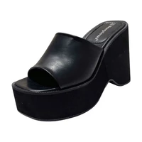 platform high heel women summer slippers black white casual mules wedge sandals zapatos de mujer tendencia 2022 ladies shoes hot