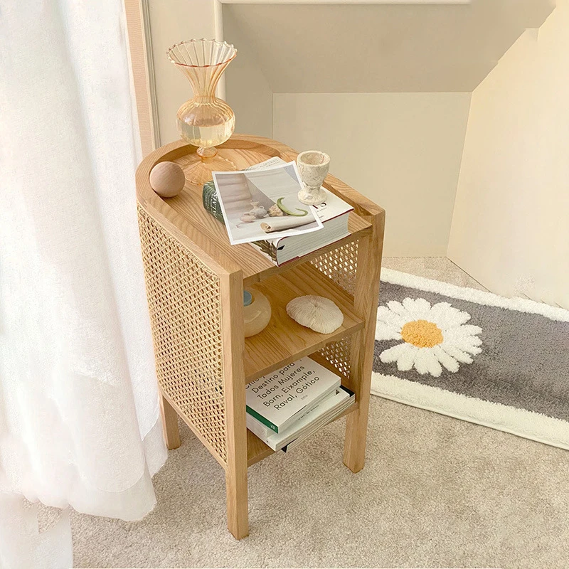 

Joylove Japanese-style Rattan Bedside Table Simple Storage Small Side Cabinet Wabi-sabi Furniture Real Rattan Woven Locker