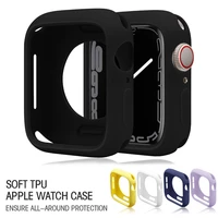soft case for apple watch cover silicone series 7 6 se 5 4 3 2 protection shell bumper for iwatch 41mm 45mm 40mm 44mm 38mm 42mm