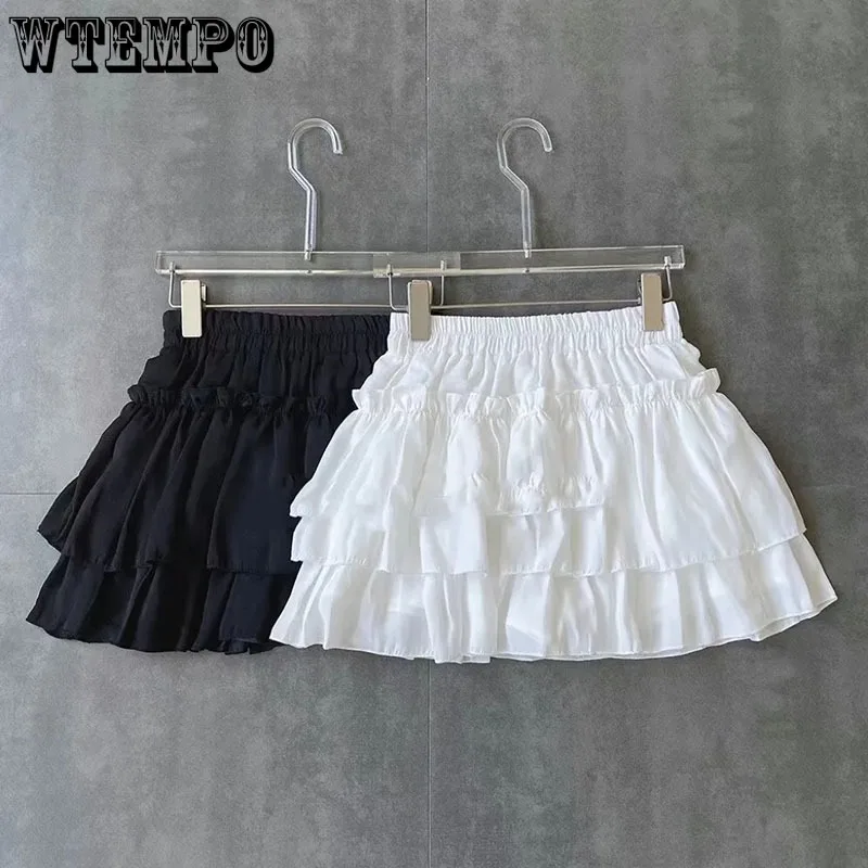 

Black High Waisted Cake Skirt A-word Version Women Ballet Puffy Skirt Sweet Cute Preppy Style E-girl Korean Fashion Pure Desire