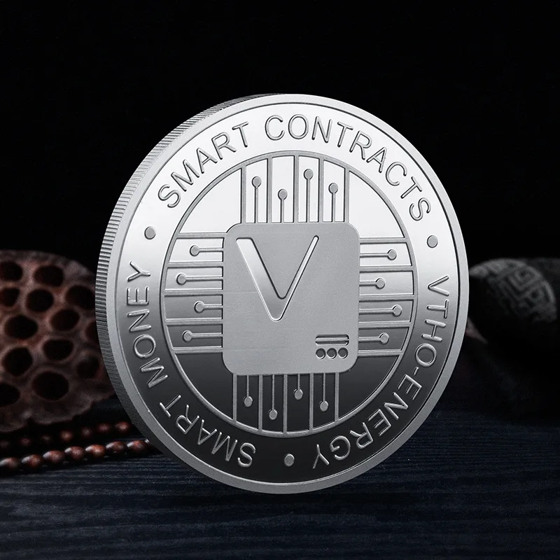 Жетон VeThor золотая монета VTHO Посеребренная физическая металлическая