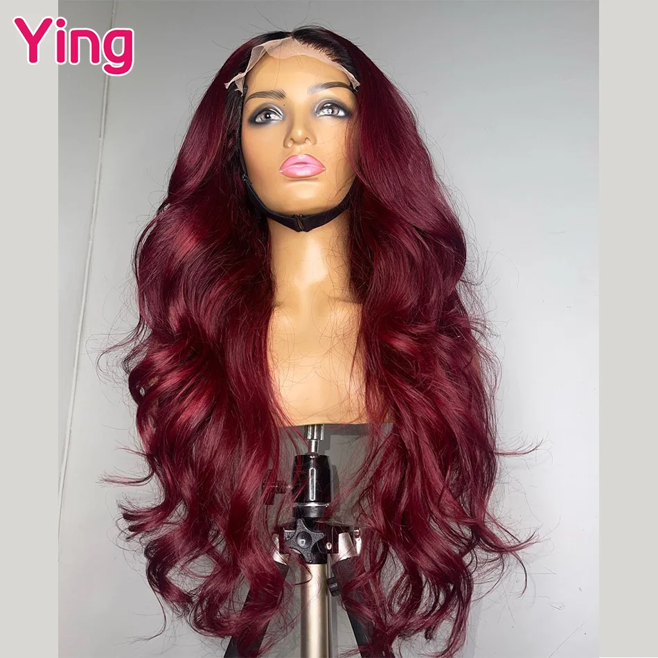 Ying Hair 1B 99j Burgundy 5x5 Transparent Lace Wig 13x6 Lace Front Wig Remy Human Hair 13x4 Body Wave Lace Front Wig Pre Plucked