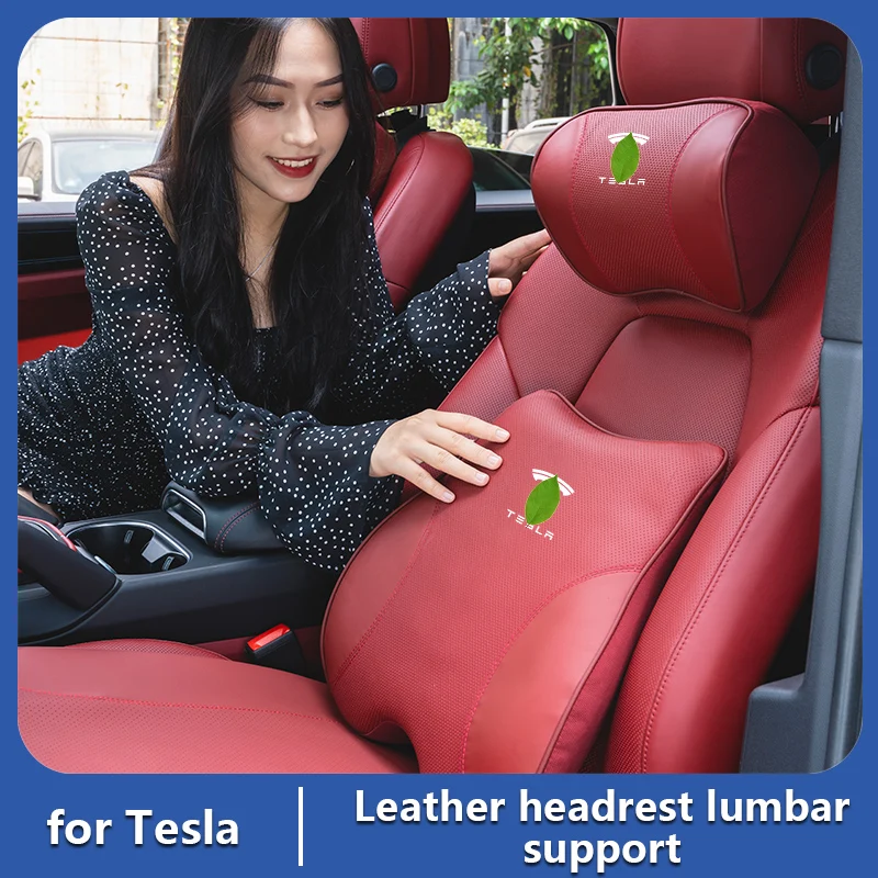 

Microfiber Leather Headrest for Tesla Model 3 S X Y Logo Car Seat Memory Cotton Waist Support Pillow Cushion Neck Headrest