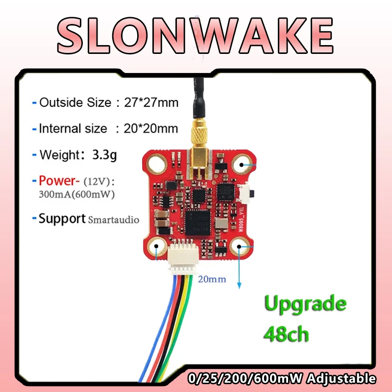 5 8G 48-канальный передатчик FPV PitMode 0/25 МВт/200 мВт/600 мВт 7-26 в Регулируемая Пусковая