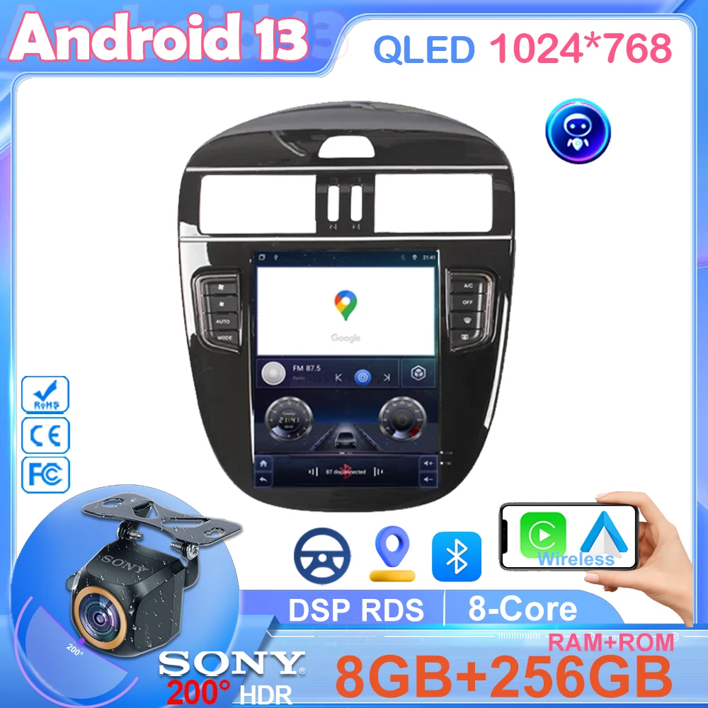 9 7 дюймовый автомобильный беспроводной Carplay для Nissan Tiida 2011-2015 Android 13 Радио