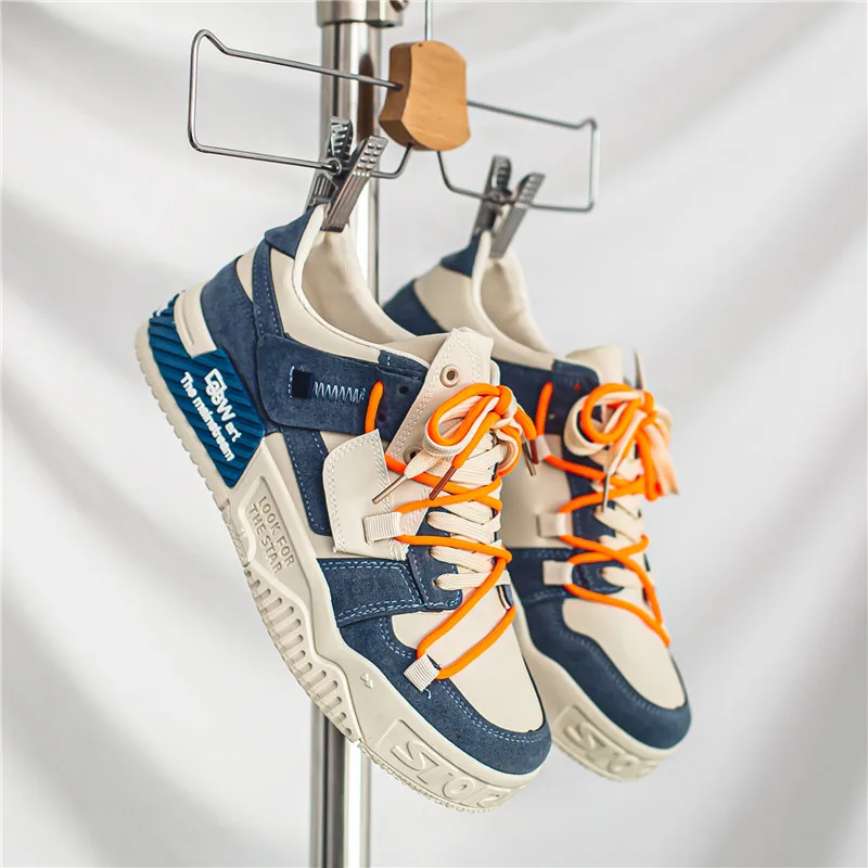 Spring 2023 Blue Platform Men's Sneakers Fashion Outdoor Trainers Men Comfortable Skateboard Shoes Sneakers for Men Basket Homme