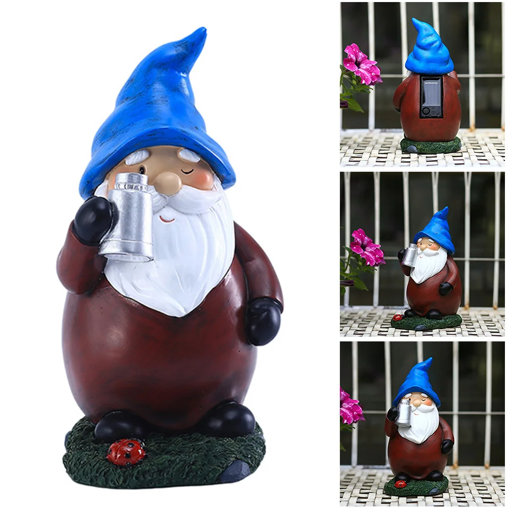

Solar Light Garden Blue Hat Dwarf Ornaments Cute Decorations Birthday Gifts Garden Ornaments Resin Crafts TS1