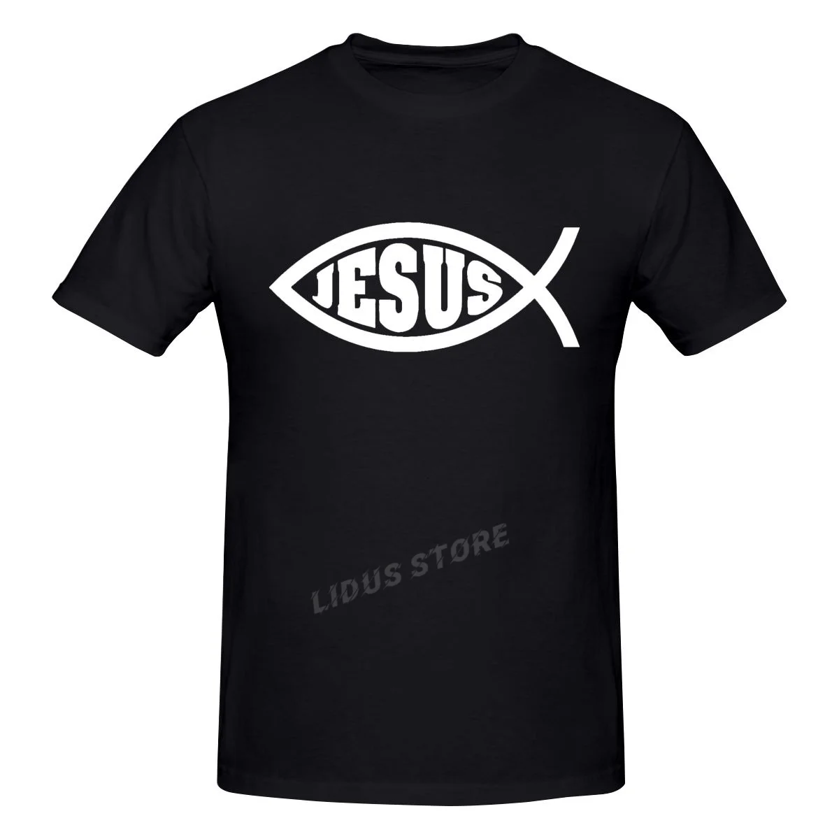

2022 Fashion Leisure Jesus Fish Christ T-shirt Harajuku Streetwear 100% Cotton Graphics Tshirt Brands Tee Tops