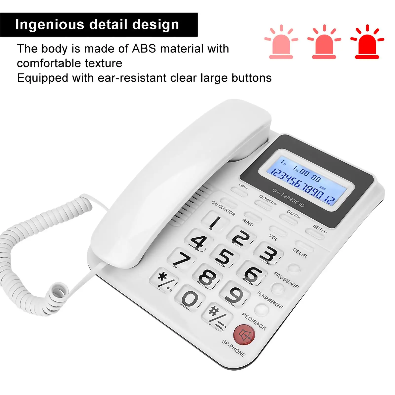 Домашний стационарный телефон с большими кнопками и диктофоном для пожилых