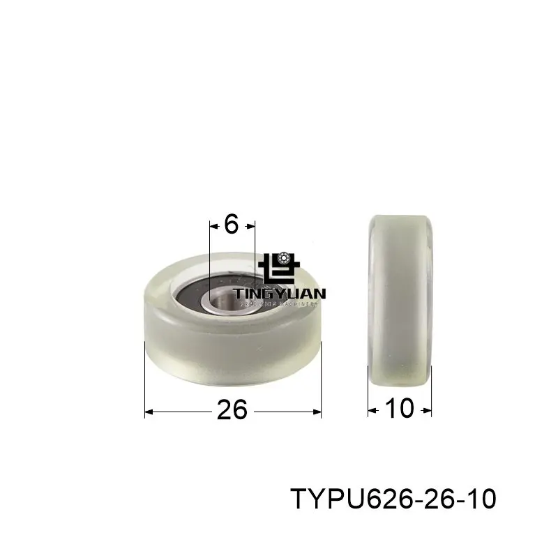 

Polyurethane Roller TYPU626-26-10mm Flat Type ID6 OD26 TPU 1pcs Transparency Wheel Roller Pulley With 304 Screws Guide Wheel