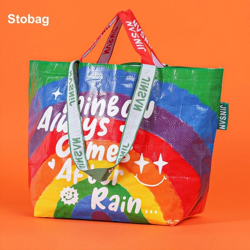 StoBag 1 шт. мультяшная Сумка-тоут для покупок тканая модная сумочка упаковка одежды