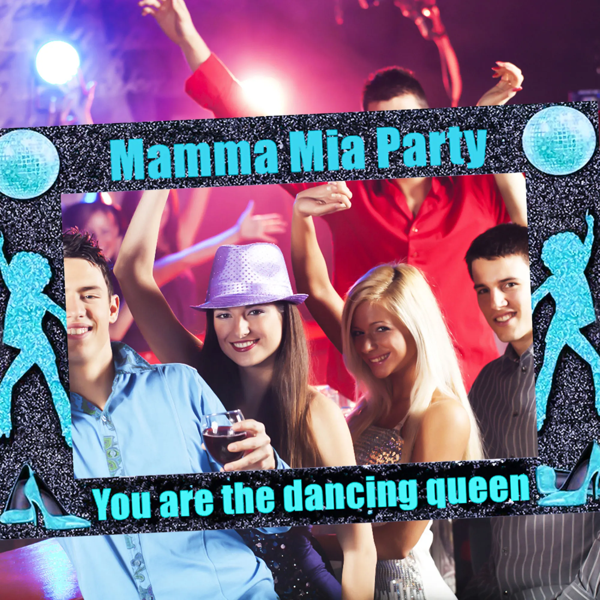

Фотобудка для дискотеки, в стиле 80-х, с надписью «You are the Dance Queen»