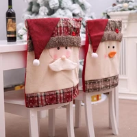 2022 christmas decoration cartoon santa claus chair cover square dinner chair back covers home xmas party new year navidad decor