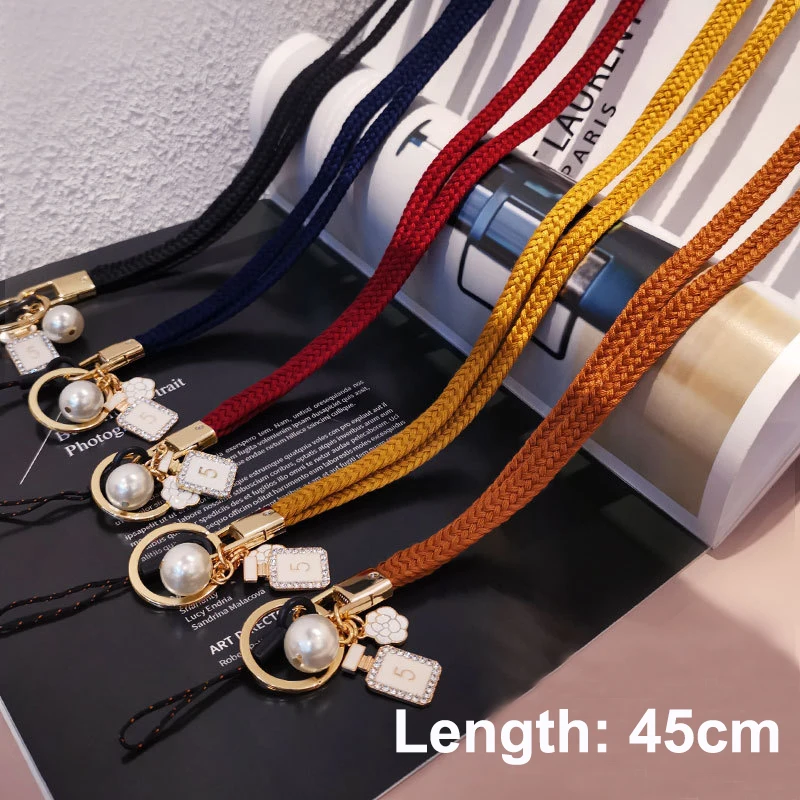 

Retro Mobile Phone Lanyard Multi-purpose Hand-woven Hanging Neck Rope Pearl Pendant Cell Phone Strap Cord For Key ID Card Badge