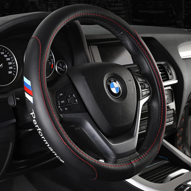 

Car Leather steering wheel cover 3D Relief Cover 38cm For BMW 135 7 X1 X2 X3 X4 F06 F10 F15 F16 F20 F21 F25 F26 F30 F32 F80 F82