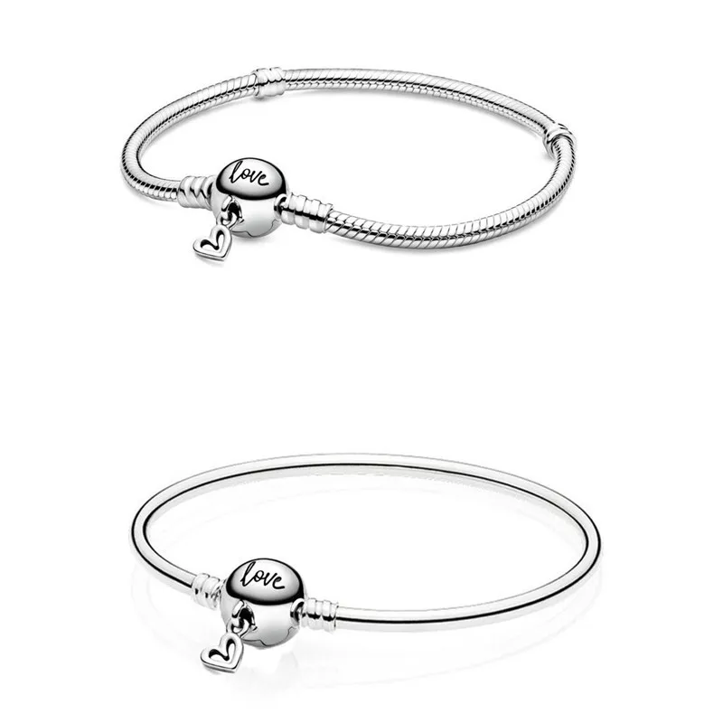 

Authentic 925 Sterling Silver Moments Snake Link With Freehand Heart Clasp Bracelet Bangle Fit Bead Charm Diy Fashion Jewelry
