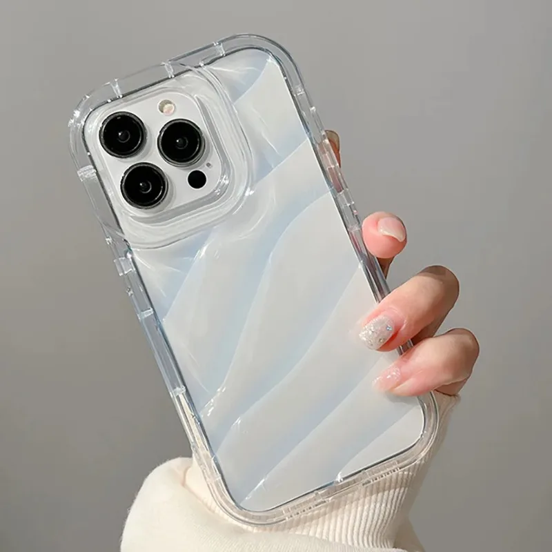 Soft Candy Transparent Wavy Texture Case For iPhone 15 14 13 12 11 Pro Max X XS XR 8 7 Plus SE3 Silicone Shockproof Bump