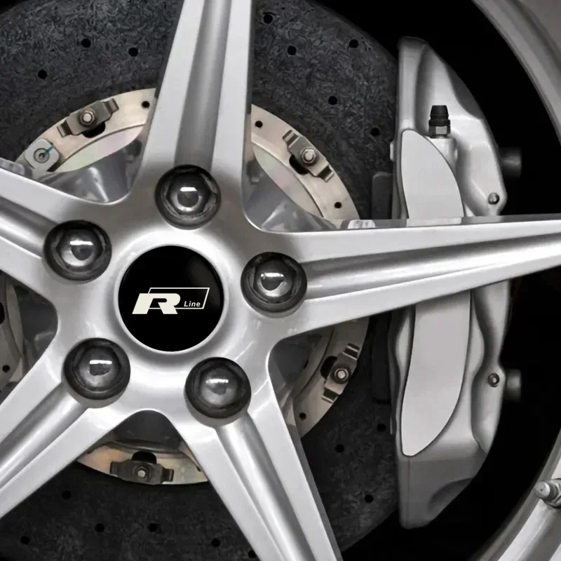 4 шт. наклеек-эмблем на центр колесных дисков 566065 мм для Volkswagen VW R Line, Golf 5, 6, Scirocco, Touareg, Caddy, POLO, аксессуары (art.: 3920da808fb03) - 3920da808fb03