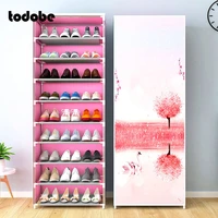 simple multilayer shoe rack nonwoven storage closet home dorm entryway space saving shoe stand holder shoe cabinet with zipper