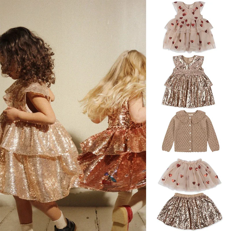 

EnkeliBB детское рождественское платье, детское Новогоднее Платье с принтом сердца, модная Милая Детская одежда для девочек, бренд KS