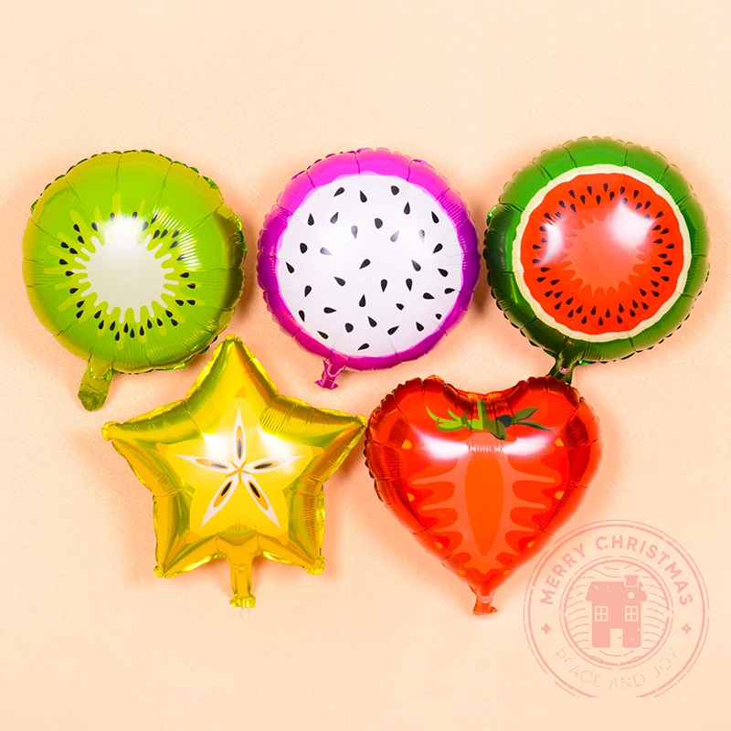 

2/5pcs 18inch Fruit Watermelon Orange Strawberry Carambola Kiwi Aluminum Foil Balloons Birthday Party Decoration Ballon Carnival