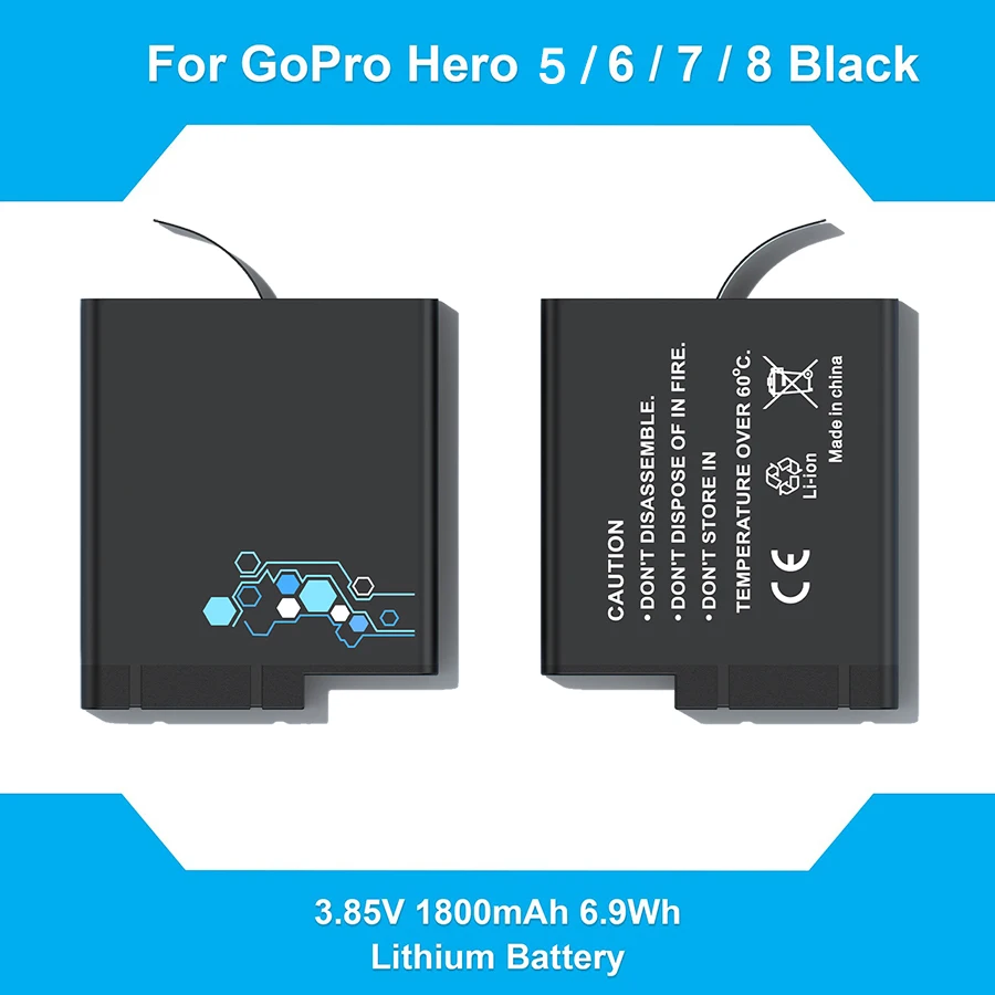 PUENDI 1800mAh GoPro battery or USB accurate display charger for GoPro Hero 8 Hero 7 Hero 6 hero 5 Black GoPro camera accessory images - 6