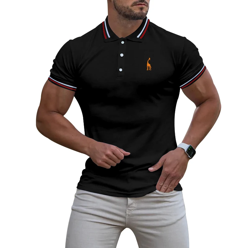 

Summer New Men's Casual Polo Shirt Short Sleeve Men's Lapel Slim Color Trendy Polo Shirt Plus Size