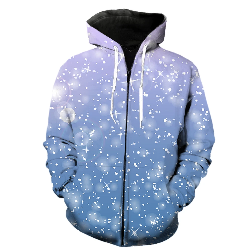 

Winter Snowflake Pattern Men's Zipper Hoodie Fashion Cool With Hood Jackets Teens Spring Tops Funny Streetwear 2022 Hot Sale