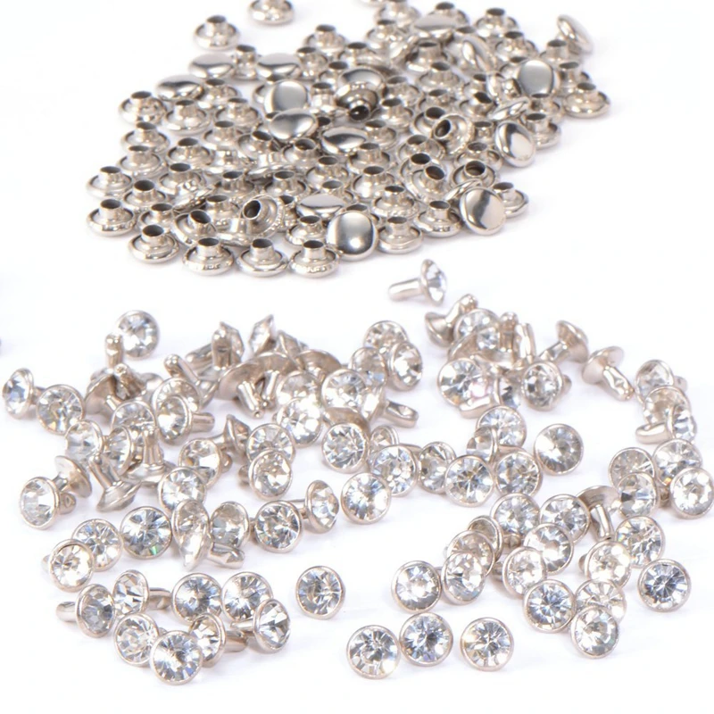 

100pcs DIY nail with diament rhinestone rivet brilliant 7mm silver