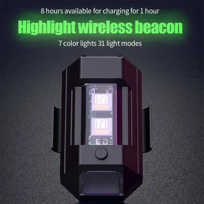 

Светодиодный стробоскосветильник, 7 цветов, предупреждающий фонарь против столкновений, зарядка через USB, фонарик для радиоуправляемого др...