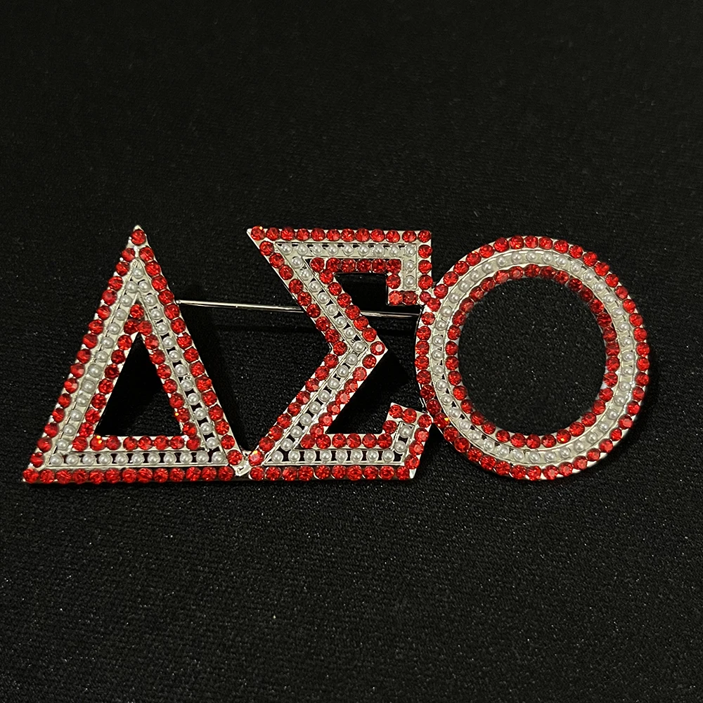 

Fashion jewelry inlaid rhinestones Greek alphabet carved women's jewelry brooch