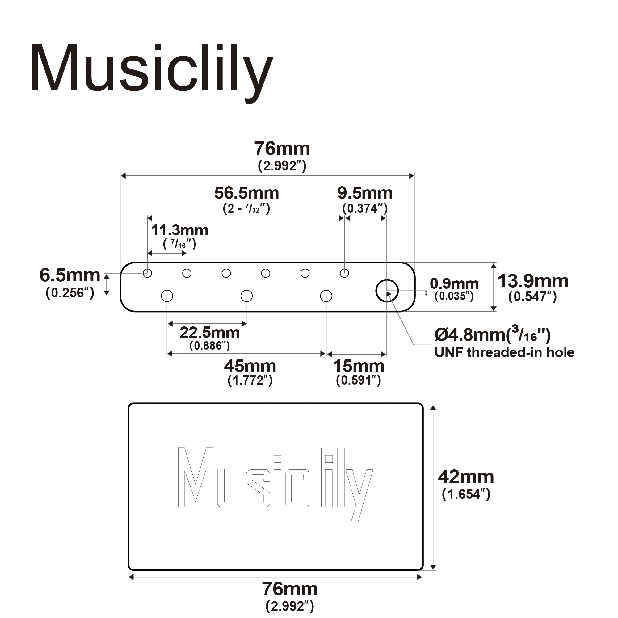 Musiclily Ultra 56 5 мм зашаговый блок из латуни 42 Tremolo для США/Мексики брызговик Винтажный