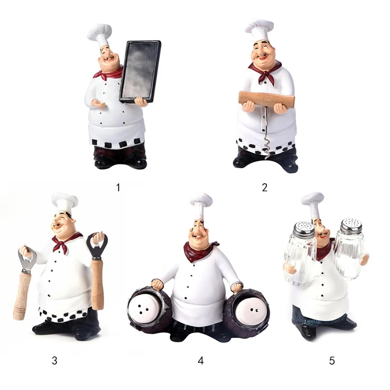 

HOT Retro Chef Model Ornaments Resin Crafts Mini Chef Figurines White Top Hat Cook Home Kitchen Restaurant Bar Coffee Decor