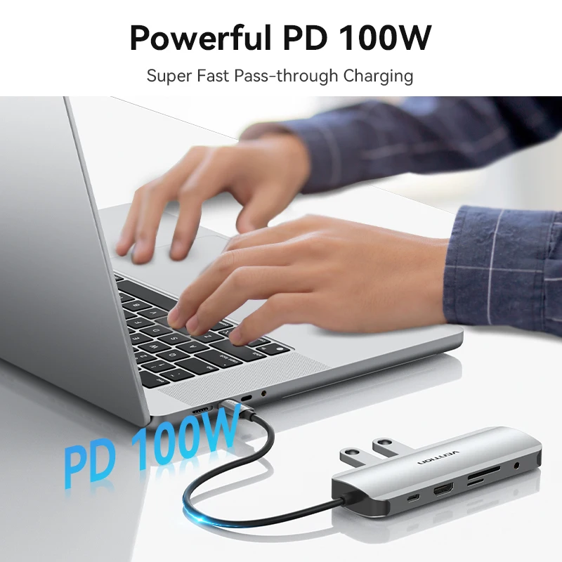 Фото Vention USB C HUB Type to 3 0 док-станция HDMI RJ45 4K для MacBook Pro Air Аксессуары Тип 1 разветвитель Vention USB C HUB Type to 3 0 док-станция HDMI RJ45 4K для MacBook Pro Air Аксессуары Тип 1 разветвитель