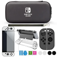 for nintendo switch oled storage bag kit tempered glass film silicone sleeve thumb grip caps crystal hard shell accessories