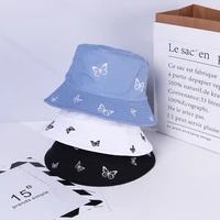 fashion butterfly embroidery double sided fisherman hat male and female students cute reversible fisherman hat
