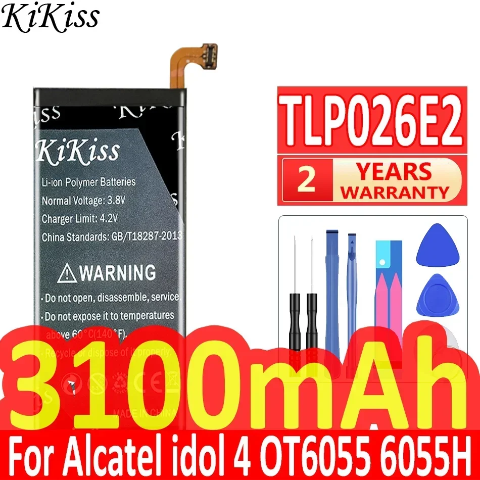 Аккумулятор KiKiss 3100 мАч для телефона ALCATEL ONE TOUCH IDOL 4 6055K TLp026E2 OT-6055 Idol Idol4 6055B 6055H 6055U 6055Y