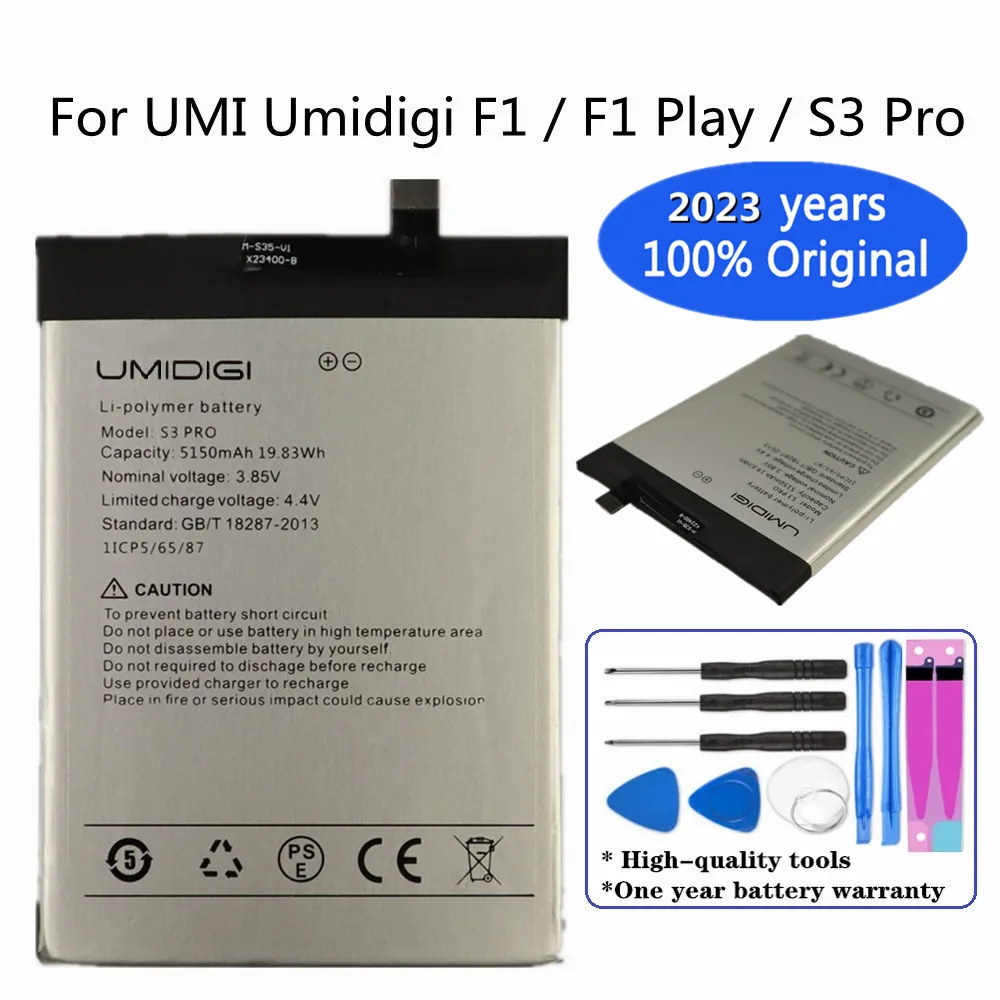 

2022 New 5150mAh Battery For UMI Umidigi F1 / F1 Play / S3 Pro / S3Pro / F1Play Original Replacement Bateria Batteries + Tools