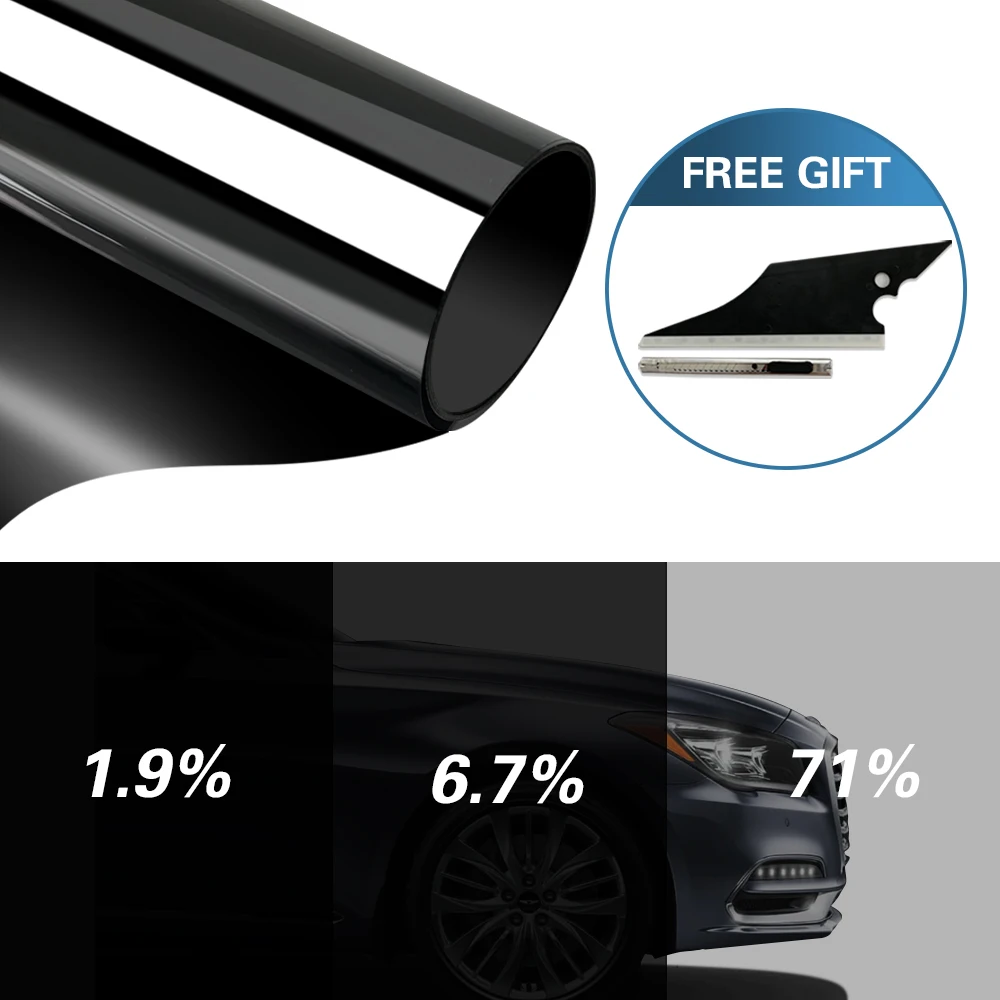

Car Window Foils 1.9/6.7/71% VLT Window Tint Film 19.7''x157.4'' Car Solar Films UV Protector Foils Auto Home Office Glass Tint
