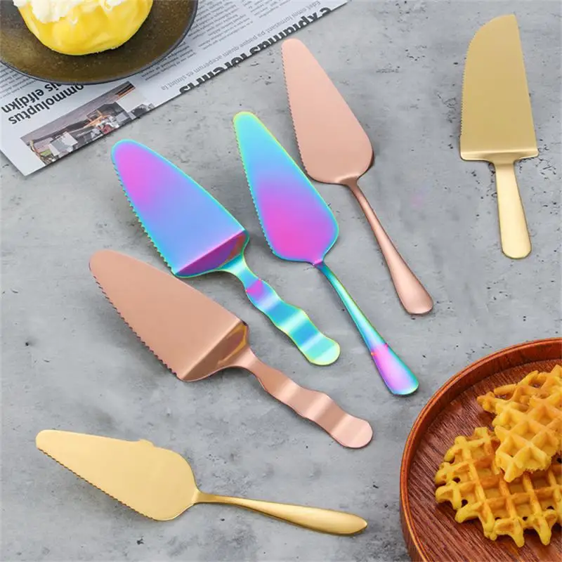 

2023 Stainless Steel Cake Shovel Triangle With Teeth Birthday Cake Knife Titanium Pizza Shovel Baking Tool Baking Accessories