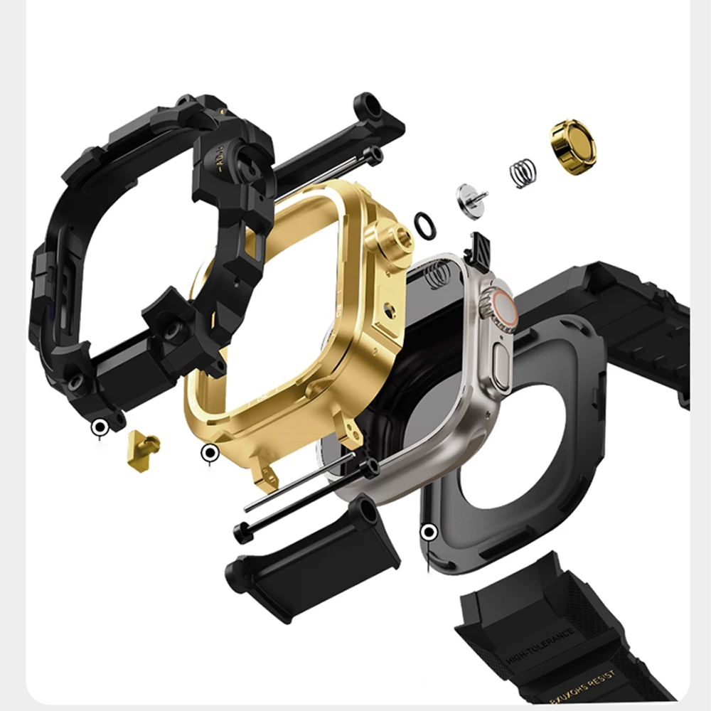 Фото Прочный чехол с ремешком для Apple Watch 49 мм, 44 мм, 45 мм, 46 мм, противоударный чехол-бампер для iWatch Ultra/2/3 Series 11 10 9 8 7 SE №5