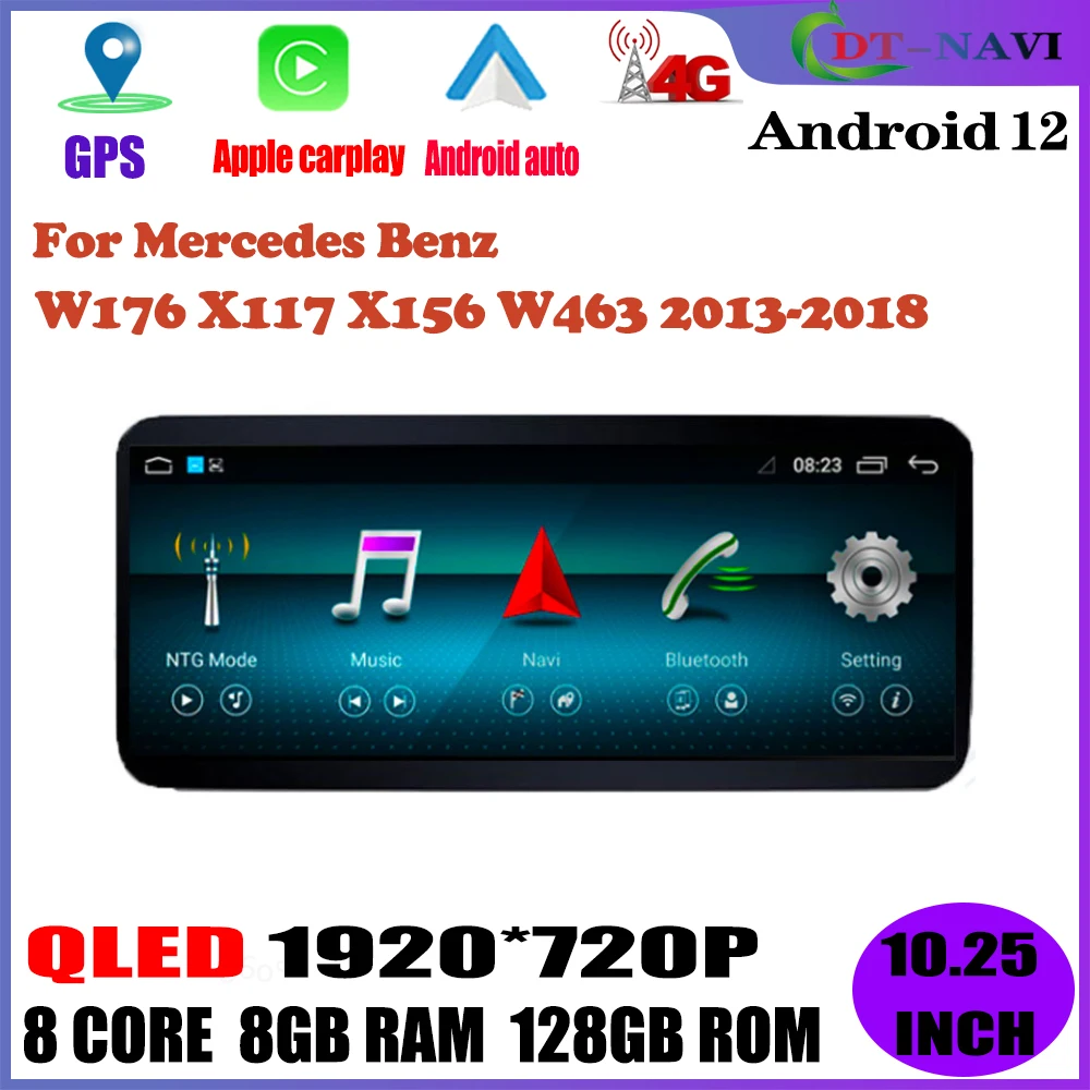 

Автомагнитола на Android 12 для Mercedes Benz Class W176 GLA Class X156 CLA Class C117 G Class W463 2013-2018, мультимедийный стерео плеер