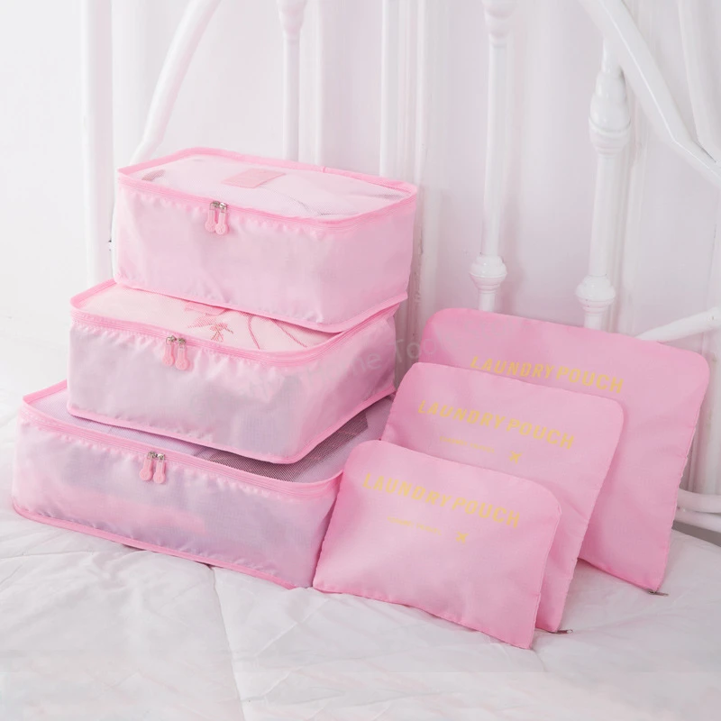 

6Pcs/set Travel Clothes Storage Waterproof Bags Portable Luggage Organizer Pouch Packing Cubes Shoes Toiletries Storage Bag