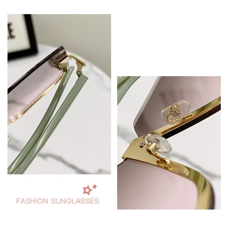 2024 новые квадратные солнцезащитные очки без оправы в большой оправе женские