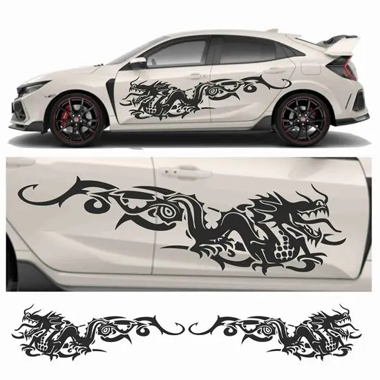 

Works with most car stickers side Dragon Tribal Graphics Auto Parts Side Graphics Packing Sticker Decals